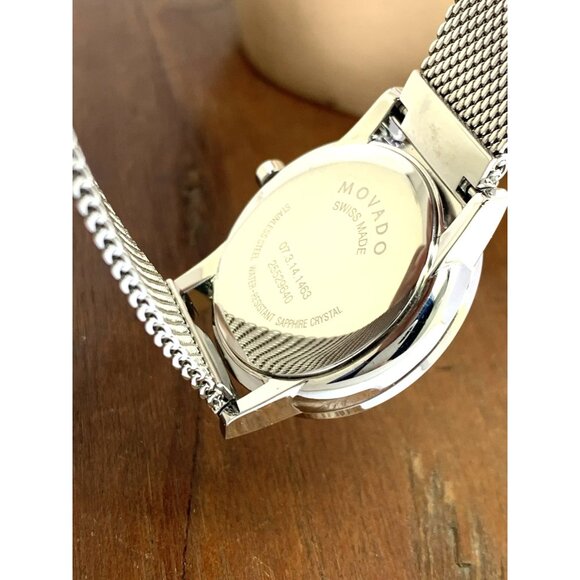 Movado Women\'s Watch 0607220 Black Dial Swiss Quartz 28mm Silver Mesh Steel main image 12
